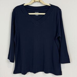 Chico’s Ultimate Tee Black 3/4 Sleeves L